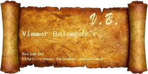 Vimmer Balambér névjegykártya